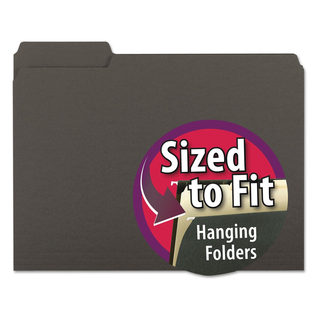 Smead Interior File Folders 1/3-Cut Tabs Letter Size Black/Gray 100/Box